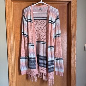 Vanity Pink and Gray Patterned Cardigan